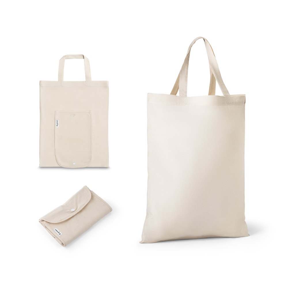 BEYROUTH. Sac fourre-tout pliable en coton (50 %), coton recyclé (30 %) et polyester (20 % rPET) (140 g/m²)