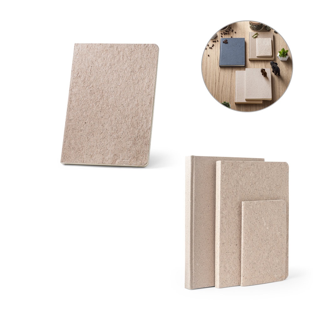 BLOC-NOTES SEMI-RIGIDE. Bloc-notes A5 avec couverture souple fabriquée à partir de déchets de feuilles de thé (65 %).