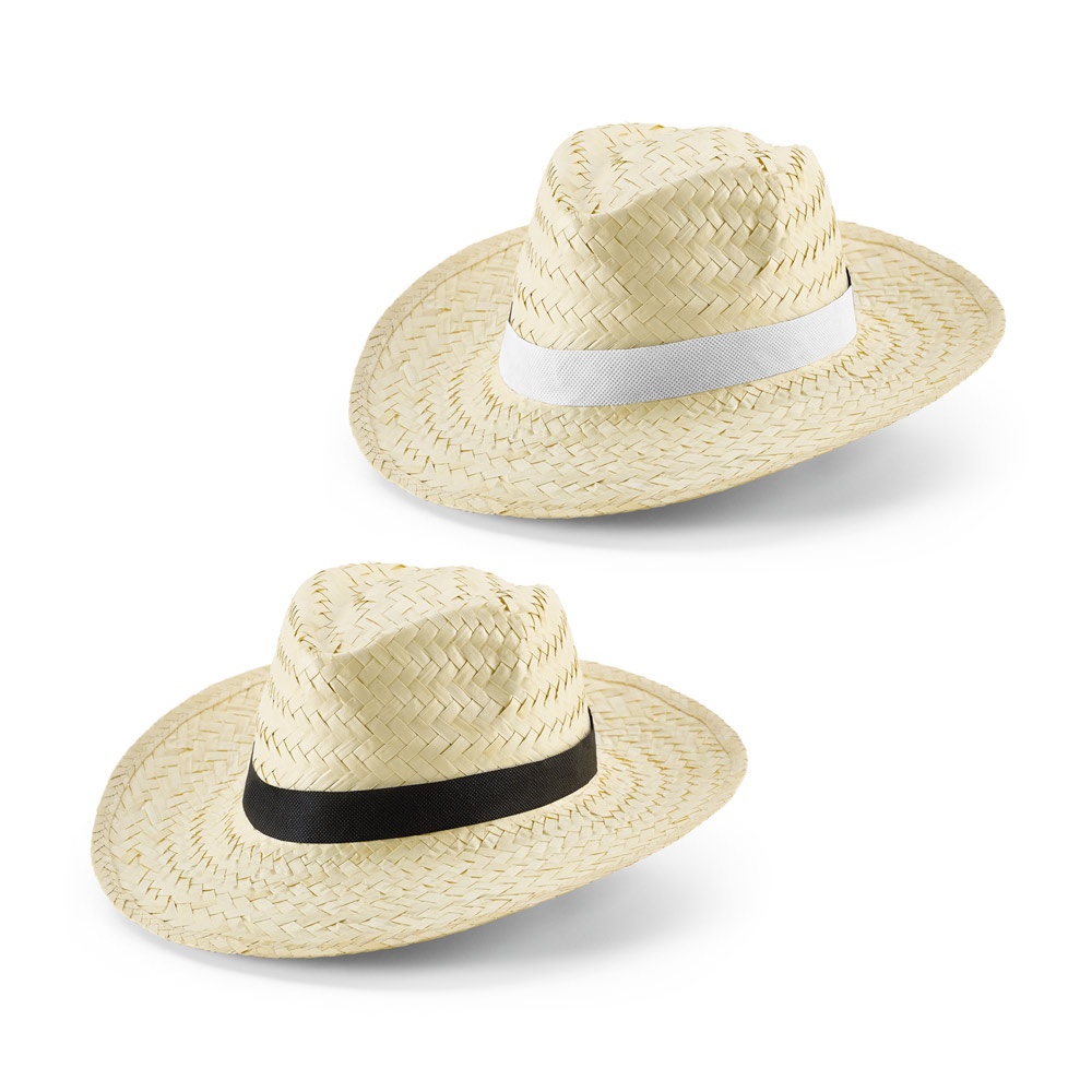 EDWARD POLI. Cappello in paglia naturale con nastro in poliestere