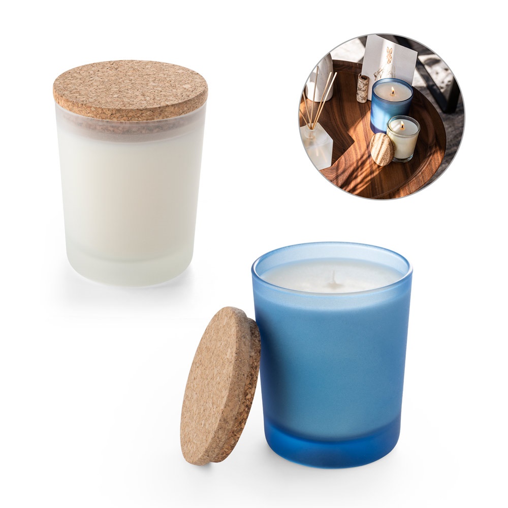 DUVAL. Bougie parfumée en pot de verre avec couvercle en liège, 180 g.