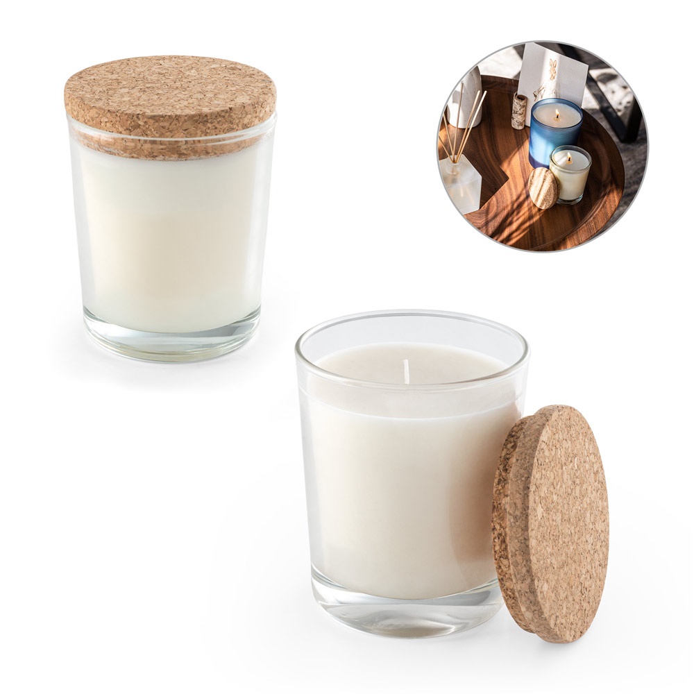 ZEN 180. Bougie parfumée en pot de verre avec couvercle en liège, 180 g.