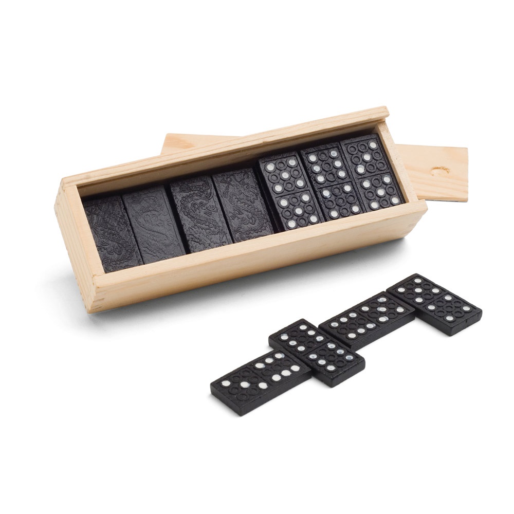 MIGUEL. Dominos dans une boîte en bois avec couvercle.