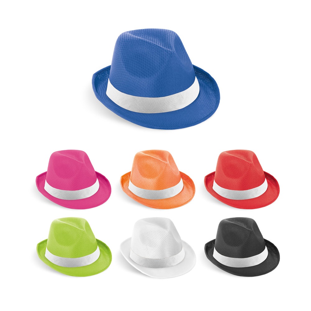 MANOLO POLI. Cappello in PP con nastro in poliestere bianco