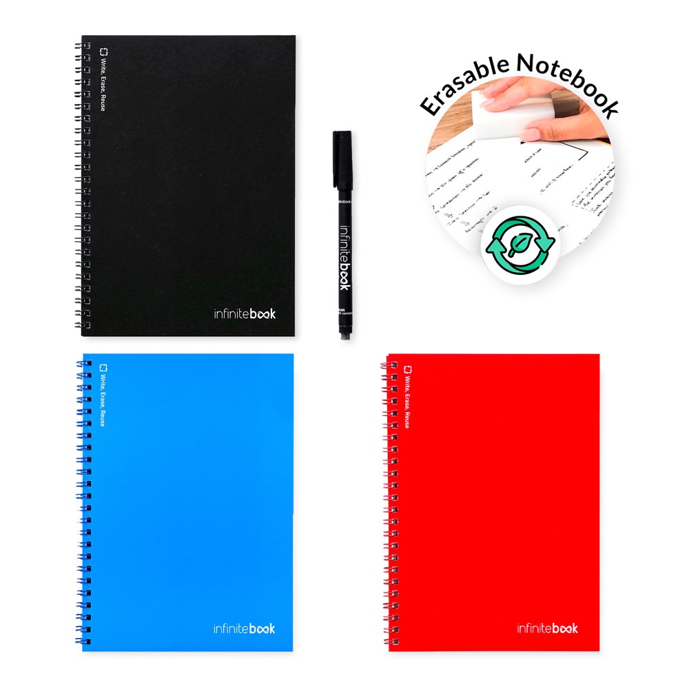 INFINITEBOOK PLAIN A5. Infinitebook mit flexiblem Einband und 15 leeren Seiten im Whiteboard-Stil.