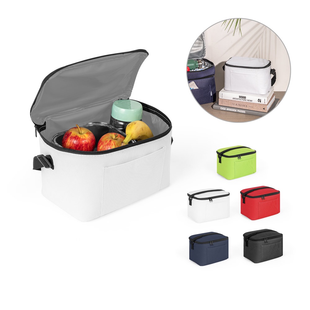 CANCUN. Sac isotherme 7L en polyester recyclé 600D avec bandoulière réglable.