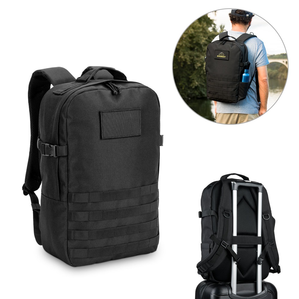 EDINBURGH BPACK. Zaino stile militare in poliestere riciclato 600D, ad alta densità e foderato in poliestere riciclato 210D da 17.3'
