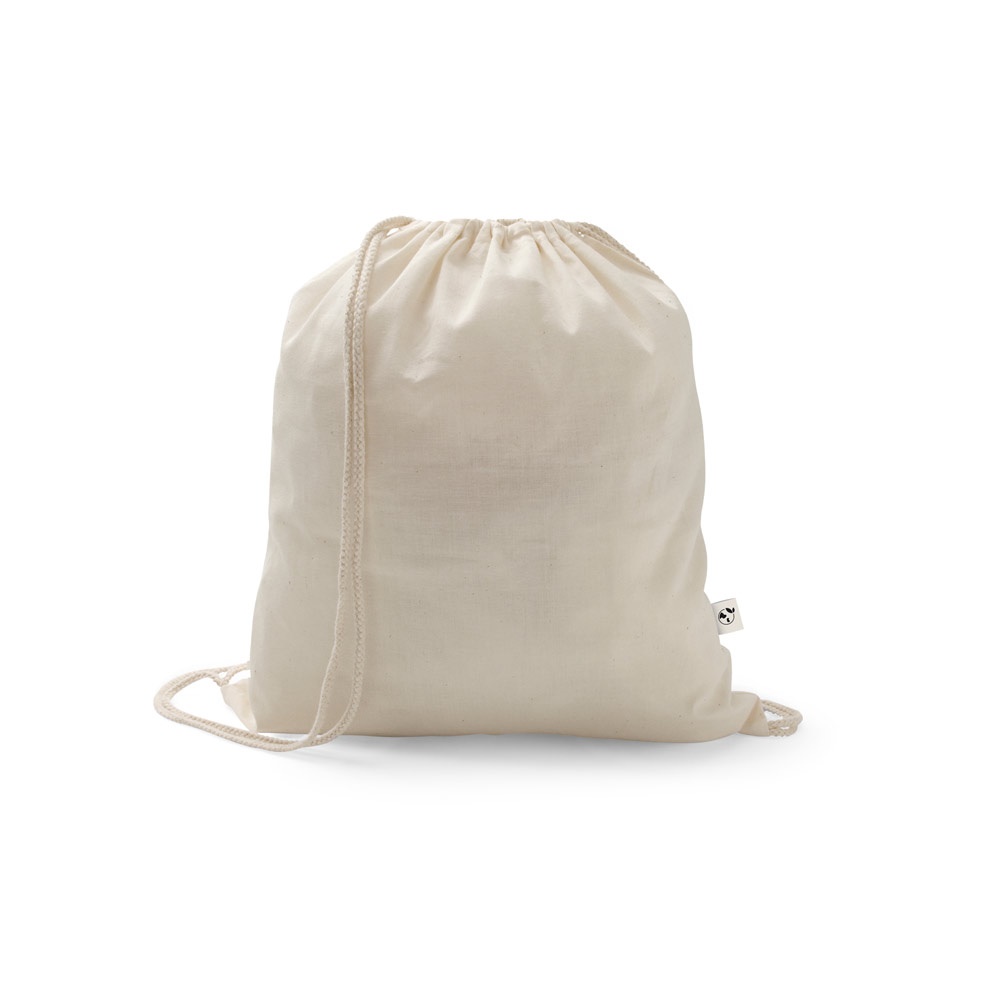 SALAMANQUE. Sac à dos à cordon composé à 70 % de coton recyclé et à 30 % de polyester rPET (150 g/m²).