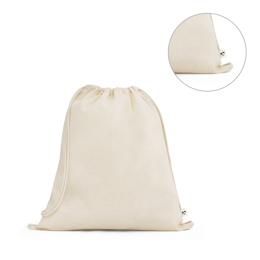 BELIZE. Sac à dos à cordon 100 % coton biologique (140 g/m²)