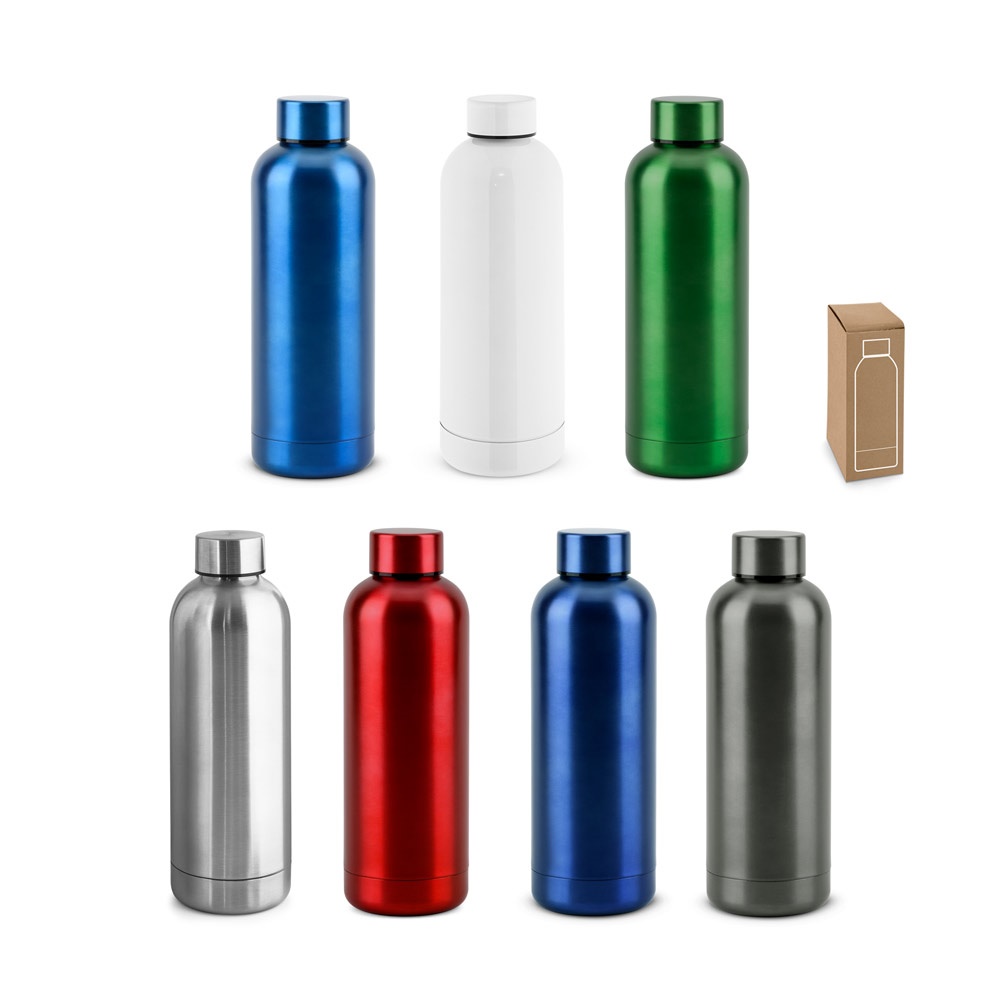 ODIN METTALIC. Gourde en acier inoxydable recyclé à 90 %, 550 ml