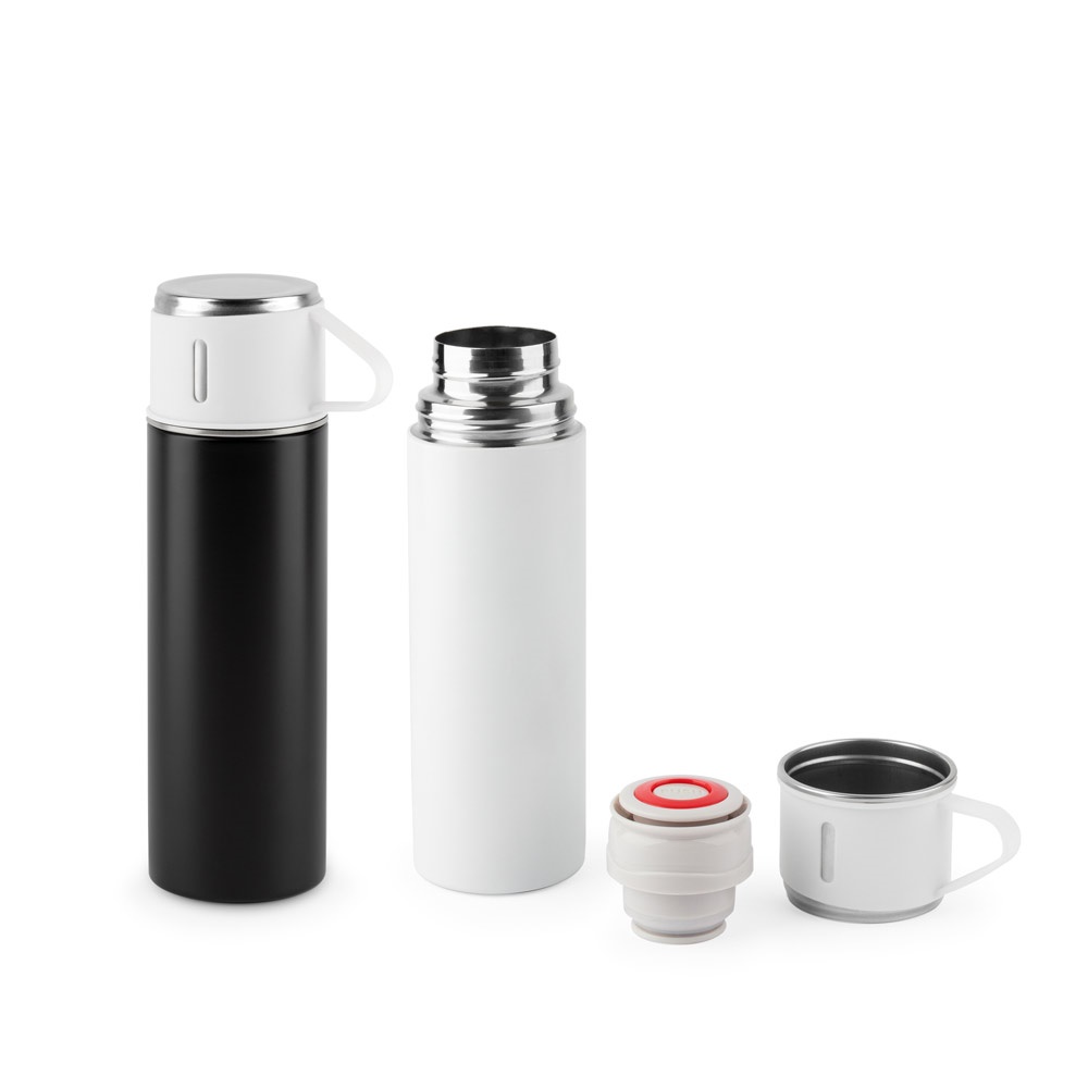 COManeci. Doppelwandige Edelstahl-Trinkflasche (90% recycelt) mit matter Oberfläche, 490 ml.