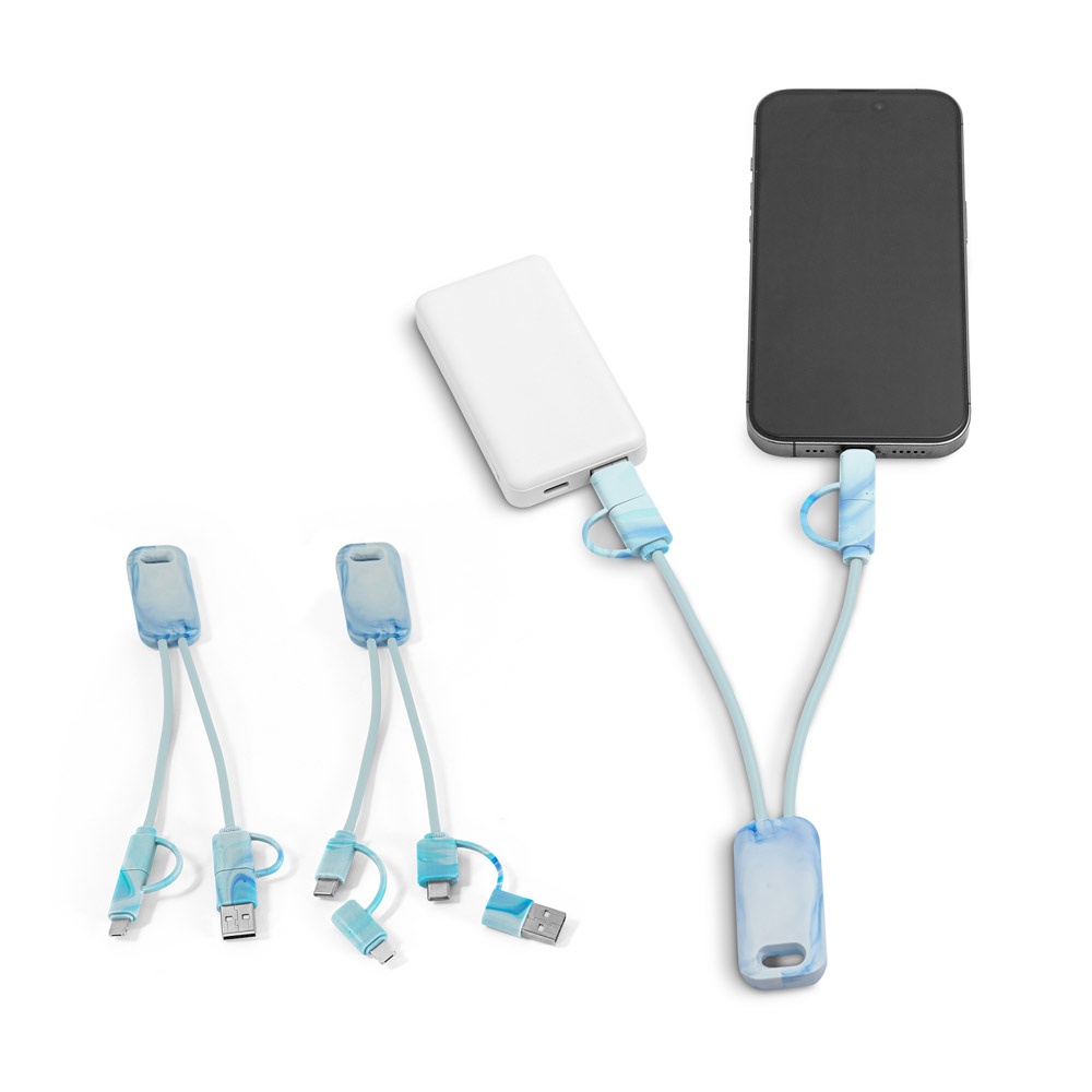 BERNERS. Câble USB ultrarapide 6 en 1 fabriqué en PET recyclé (100 % rPET)