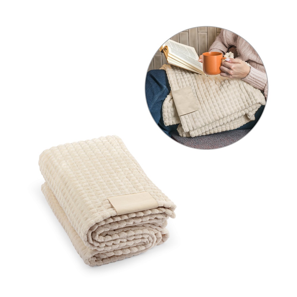 CELINE. Decke aus recyceltem Polyester (100 % rPET) mit Ziernähten zur individuellen Gestaltung.