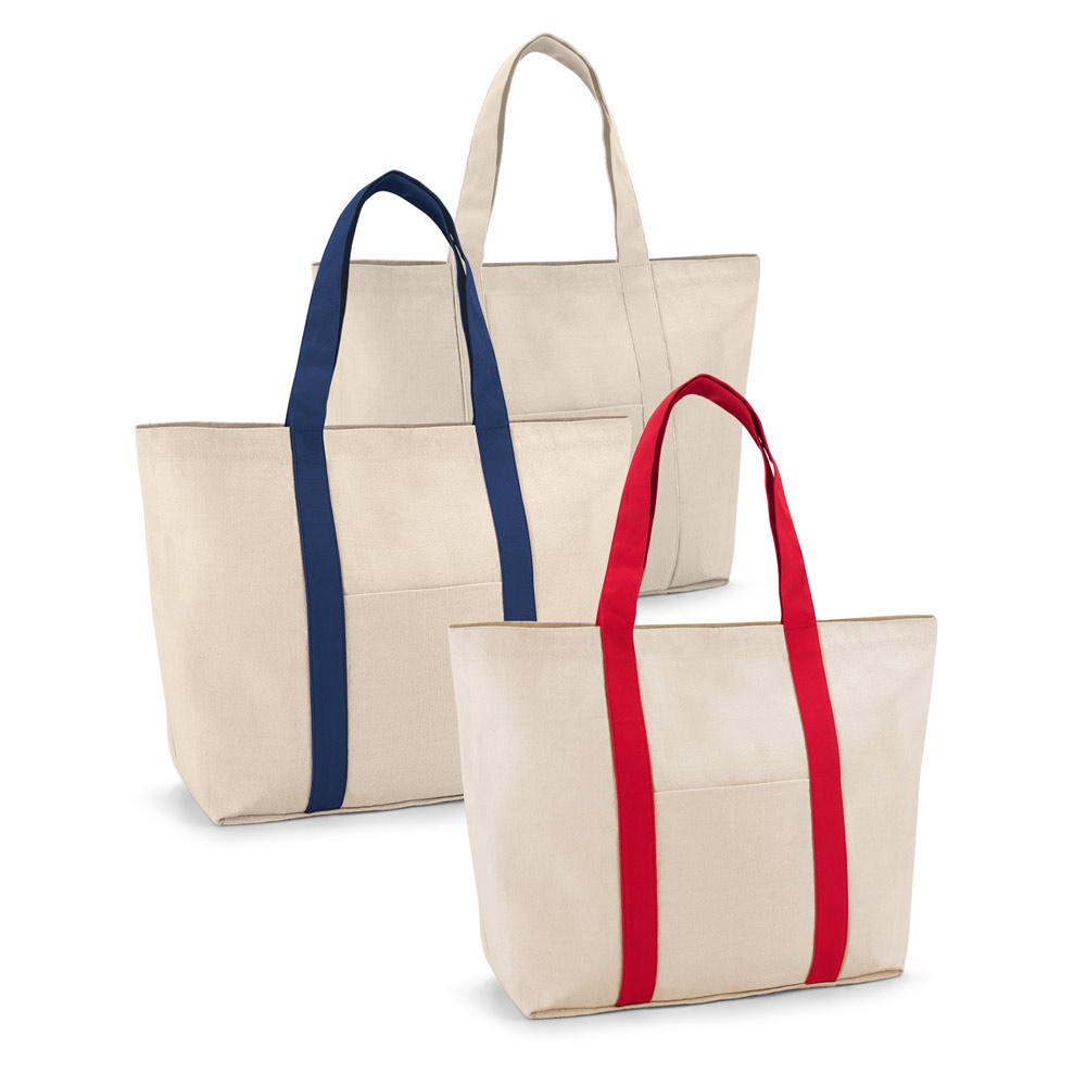 VILLE. Tasche aus 100 % Baumwoll-Canvas mit Innen- und Vordertaschen (280 g/m²)