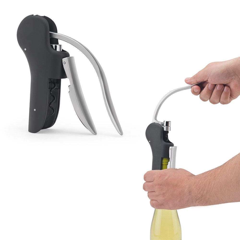 LAGREIN. Korkenzieher aus ABS und Zink mit automatischem Hebel zum einfachen Öffnen.