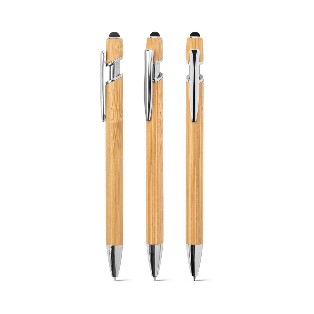 NEIL BAMBOO. Penne a sfera in bambù, con dettagli inalluminio cromato