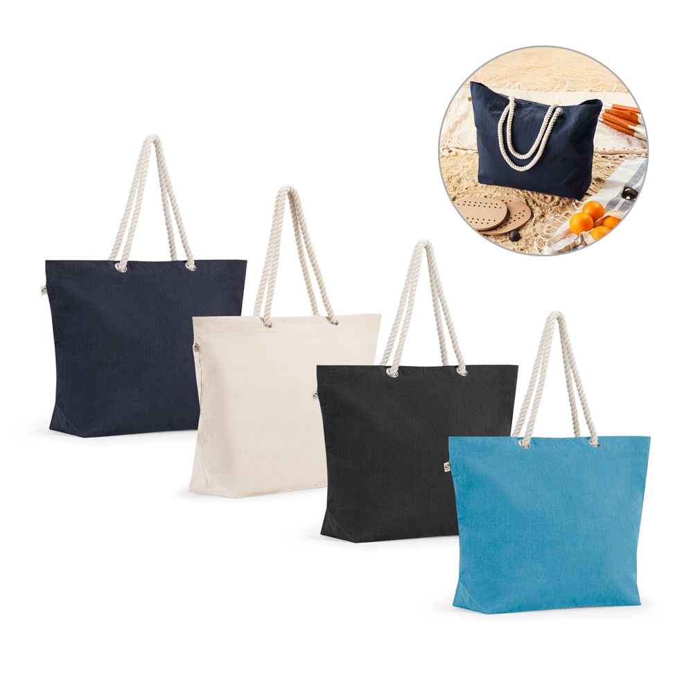 ATHEN. Strandtasche aus 70 % recycelter Baumwolle und 30 % recyceltem Polyester (220 g/m²).
