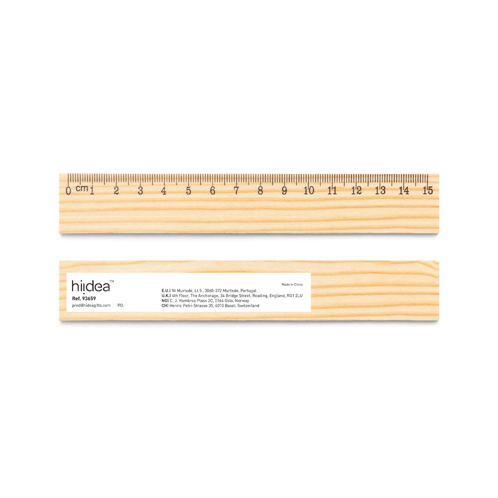 WESLEY 15. Kiefernholzlineal mit 15 cm Skala
