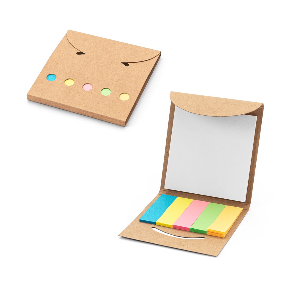 AINSLEY. Set da ufficio 2 in 1, realizzato con carta riciclata al 100%, con 6 blocchi note adesivi