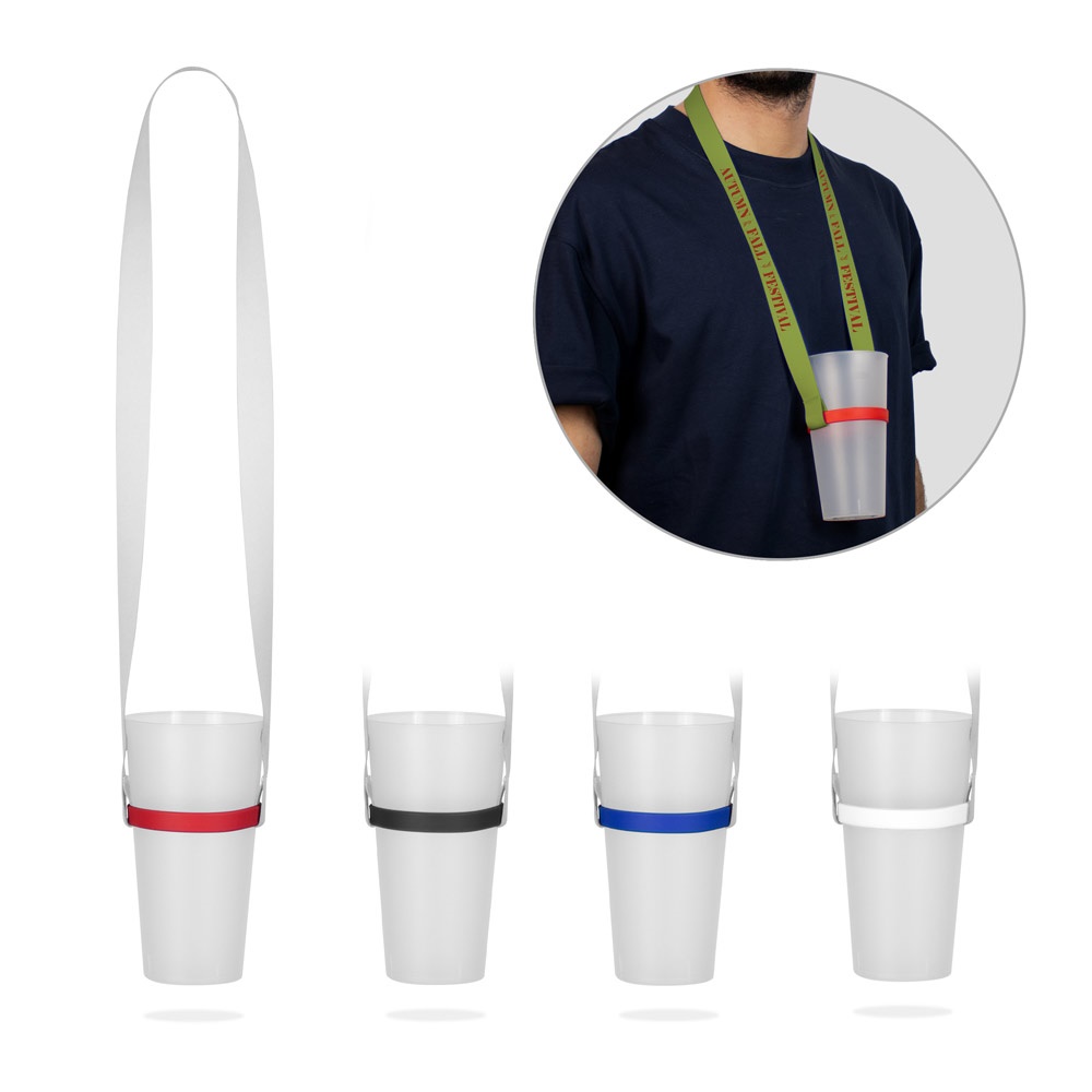 BOLTON. SUBLIMATION Lanière Long II (20 mm) Duo avec porte-gobelet en silicone