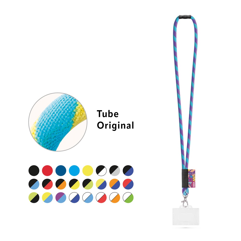WATFORD. SET Tube porte-badge long (Ø 7 mm) avec mousqueton à déclenchement de 9 mm, verrou de sécurité Ø 7 mm et porte-badge/carte rigide de 91 x 68 mm