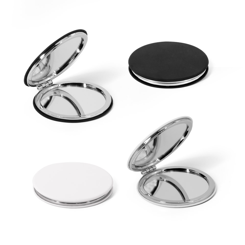 FREYA. Miroir rond double face avec extérieur en PU mat.