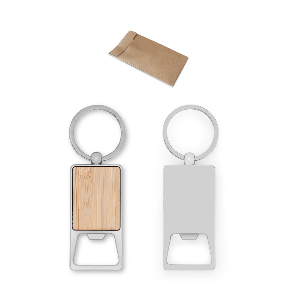 SYLVESTER. Porte-clés rectangulaire en fer avec ouvre-bouteille.