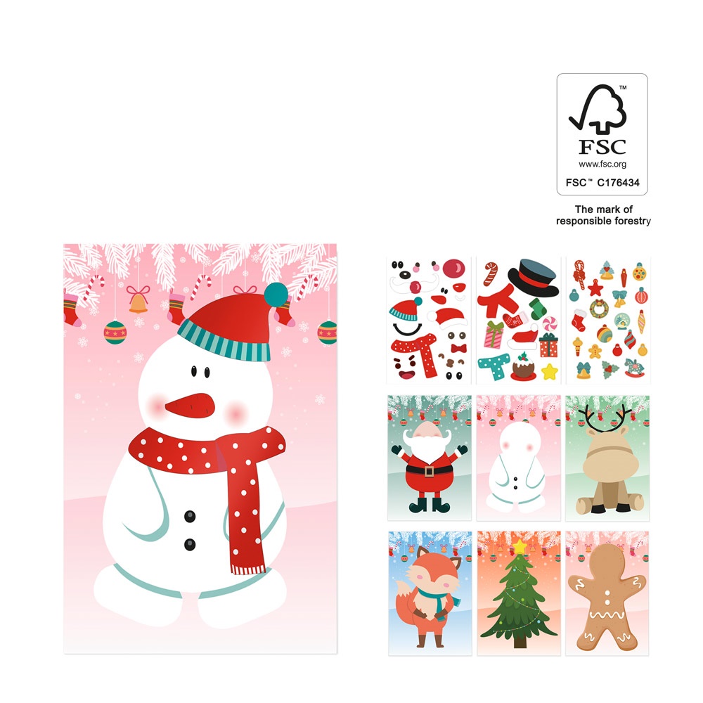 GLIMN. Lot de six planches avec des figurines de Noël et trois planches d'autocollants.
