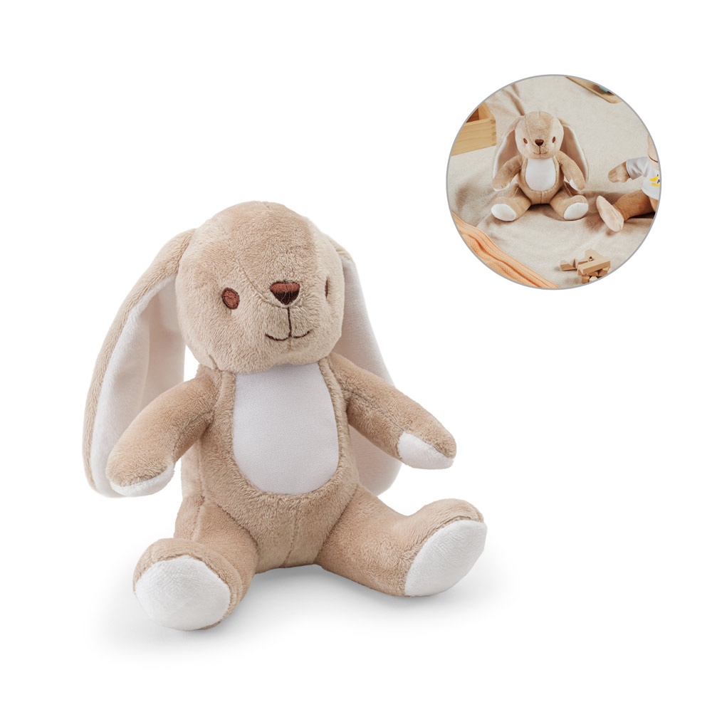 INSECTES. Peluche lapin en polyester, avec tissu personnalisable.