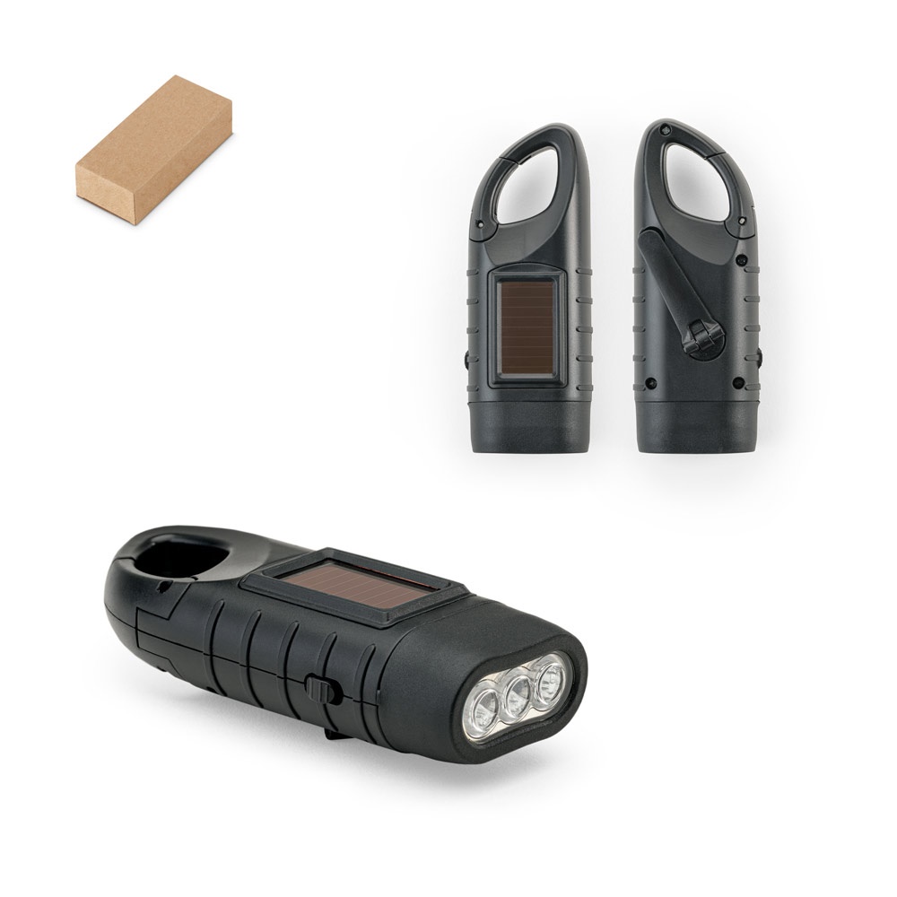 SOLARKY. Kompakte 0,5-W-ABS-Taschenlampe mit drei weißen 90-Lumen-LEDs.