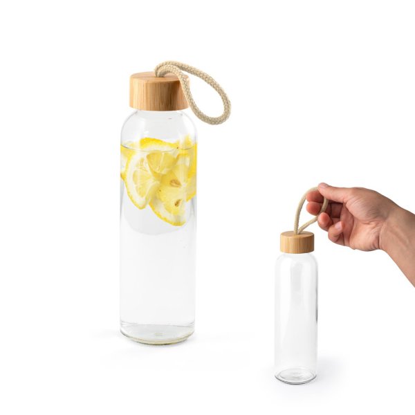 CROSBY. Borraccia in vetro con tappo in bambù, 520 ml