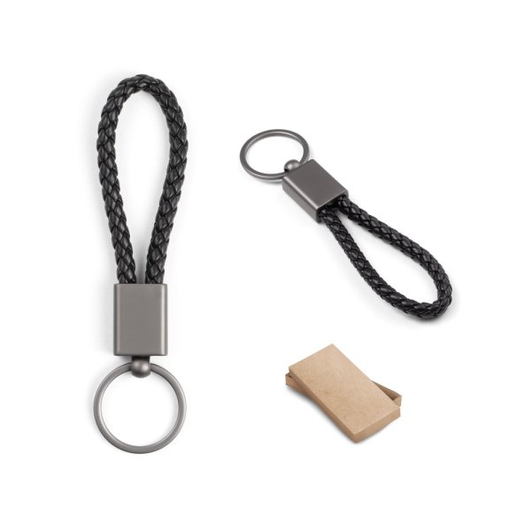 KETCHUM. Porte-clés rectangulaire avec cordon tressé en polyester (21 % recyclé) et polyuréthane (79 % recyclé).