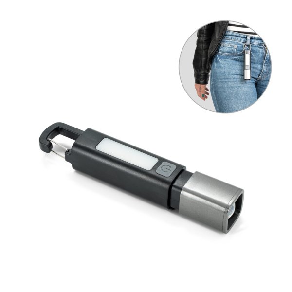 WIGGINS. Torcia in ABS, con una luce LED da 2 W (53 lumen) nella parte anteriore e una luce COB (53 lumen) nella parte superiore