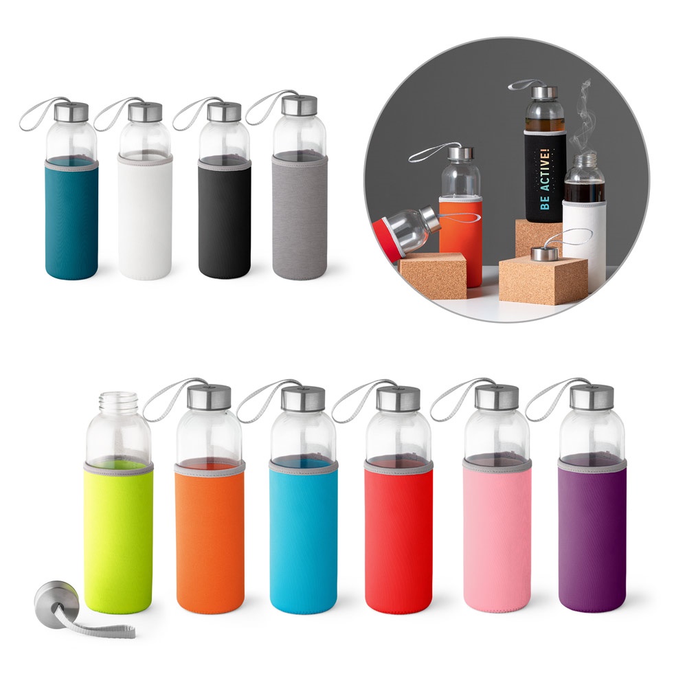 RAISE. Borraccia sportiva in vetro e acciaio inossidabile 520 mL