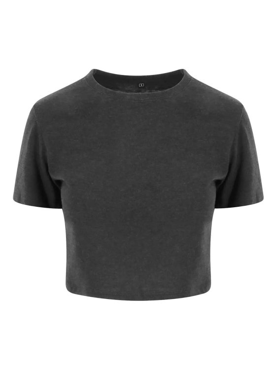 T-shirt crop tri-matière pour femme - HBK - Heather Black