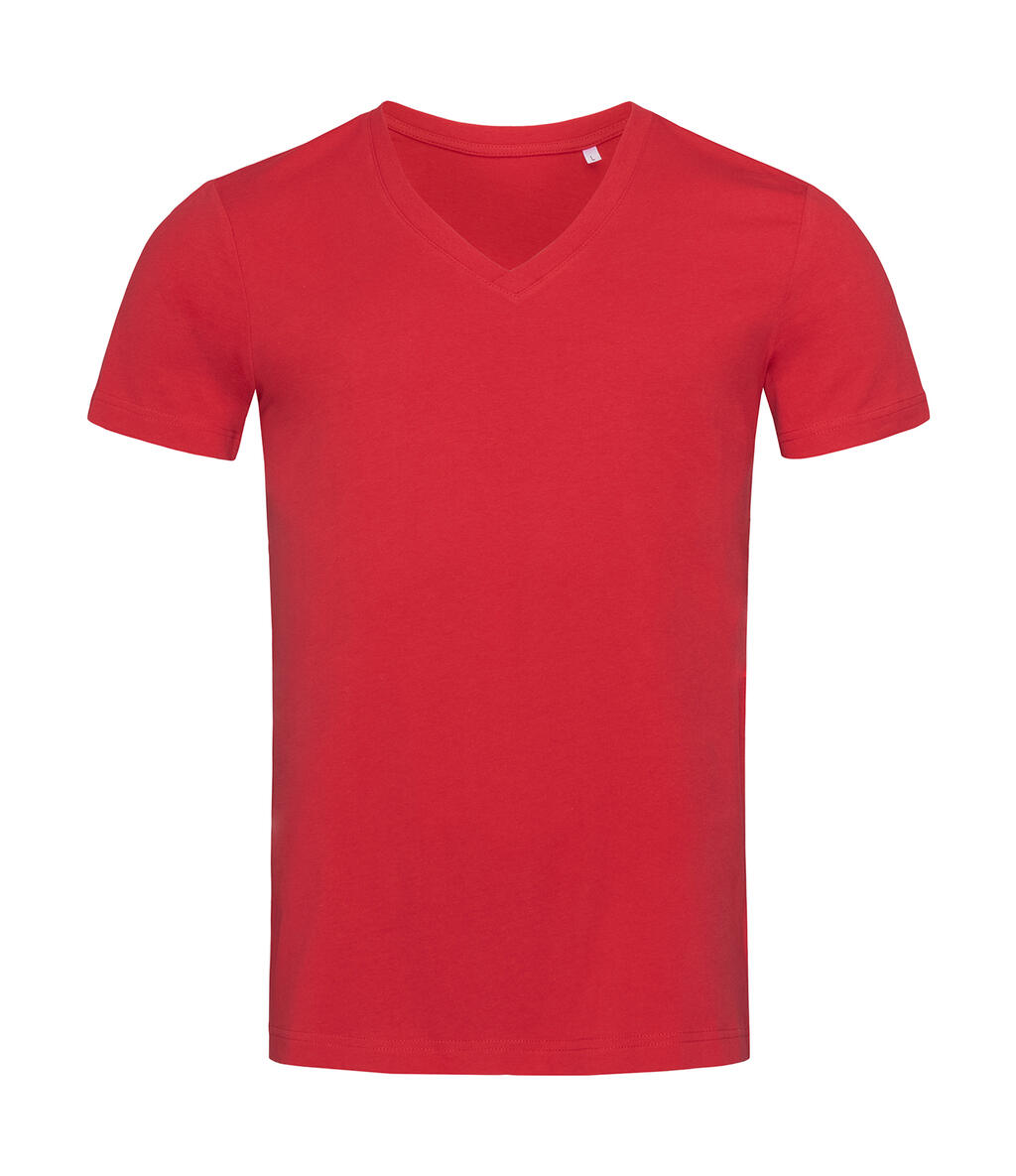 T-shirt James Stars pour homme, col en V bio - 403 - Rouge poivre