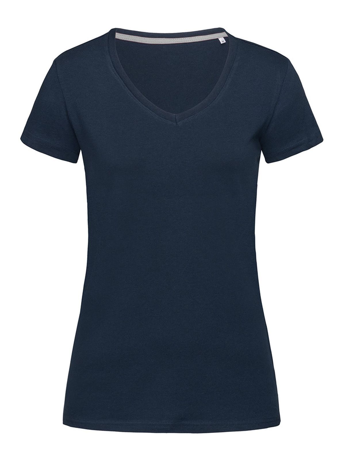Stretch-T V-Ausschnitt Damen - MAB - Marina Blue