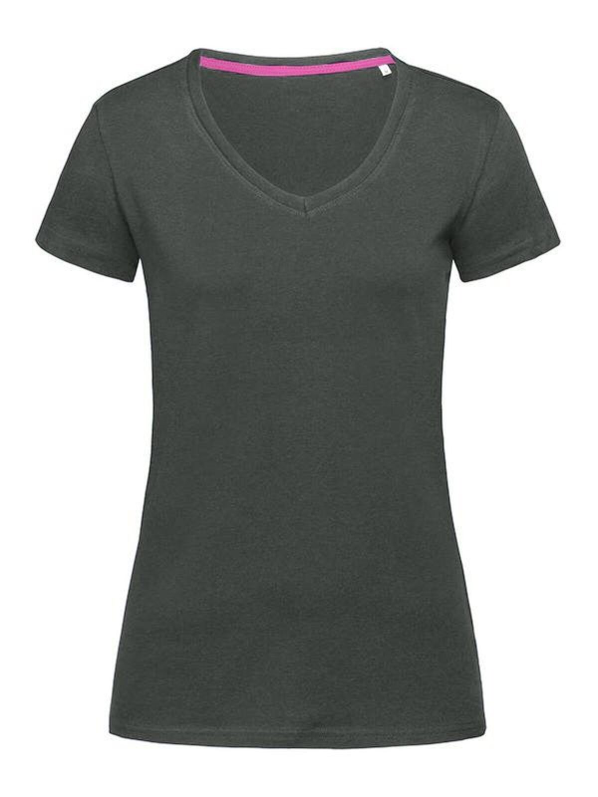 Stretch-T V-Ausschnitt Damen - SLG - Schiefergrau