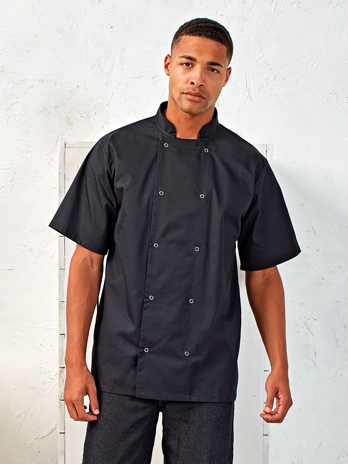 Studded Front Short Sleeve Chef´s Jacket
