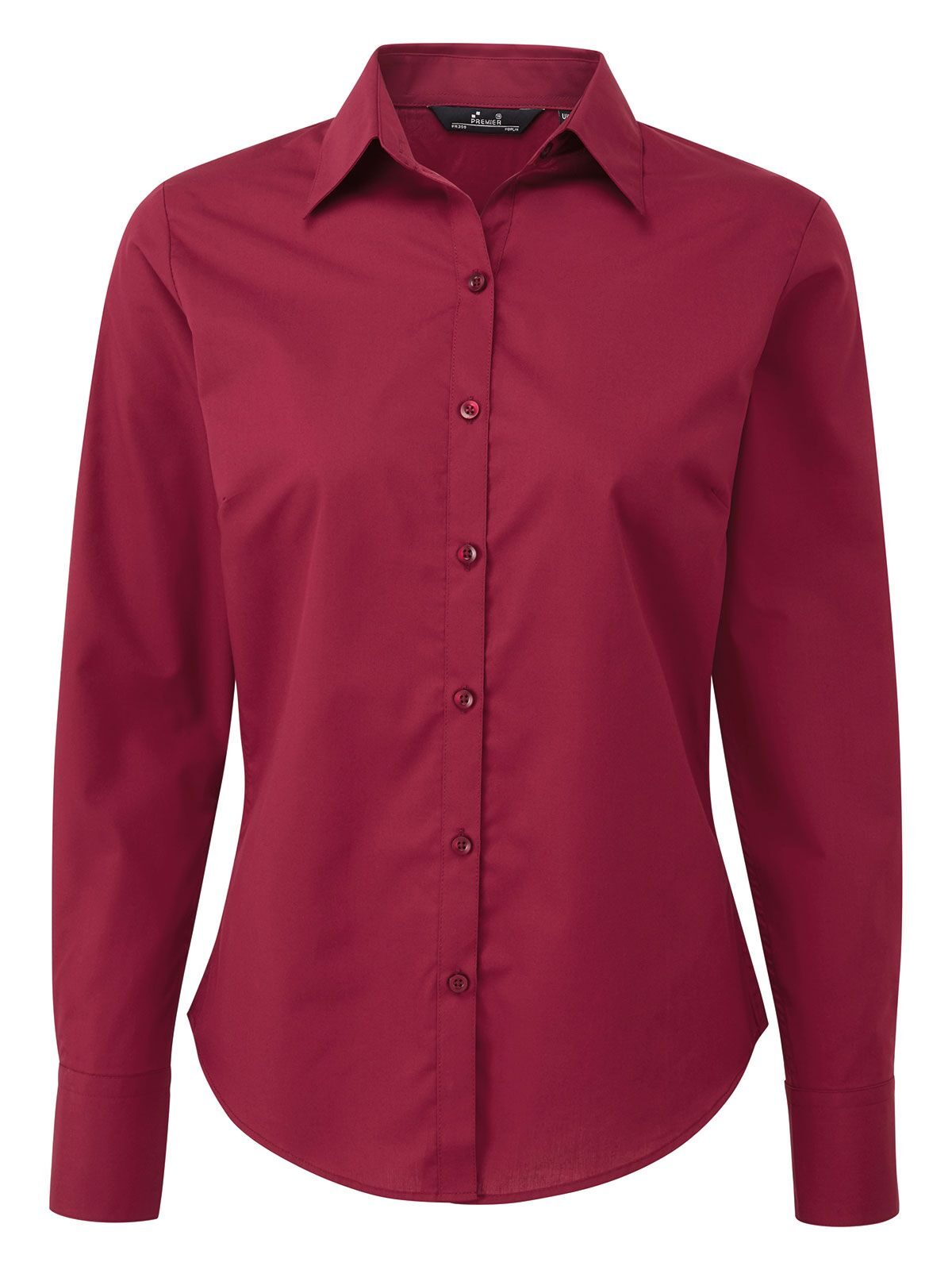 Women´s Poplin Long Sleeve Blouse - BURG - Burgundy (ca. Pantone 216C)
