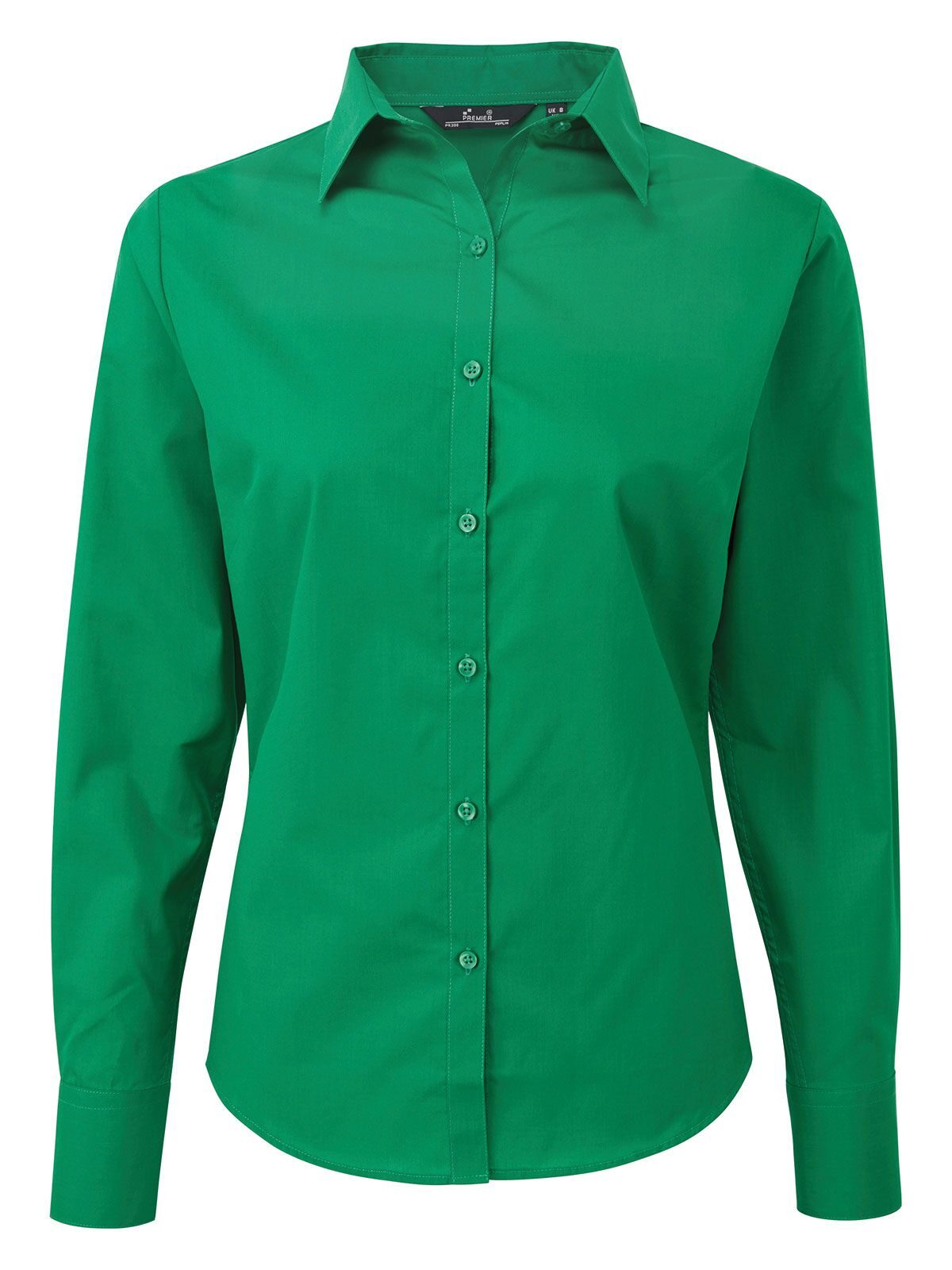 Women´s Poplin Long Sleeve Blouse - EMER - Emerald (ca. Pantone 341C)