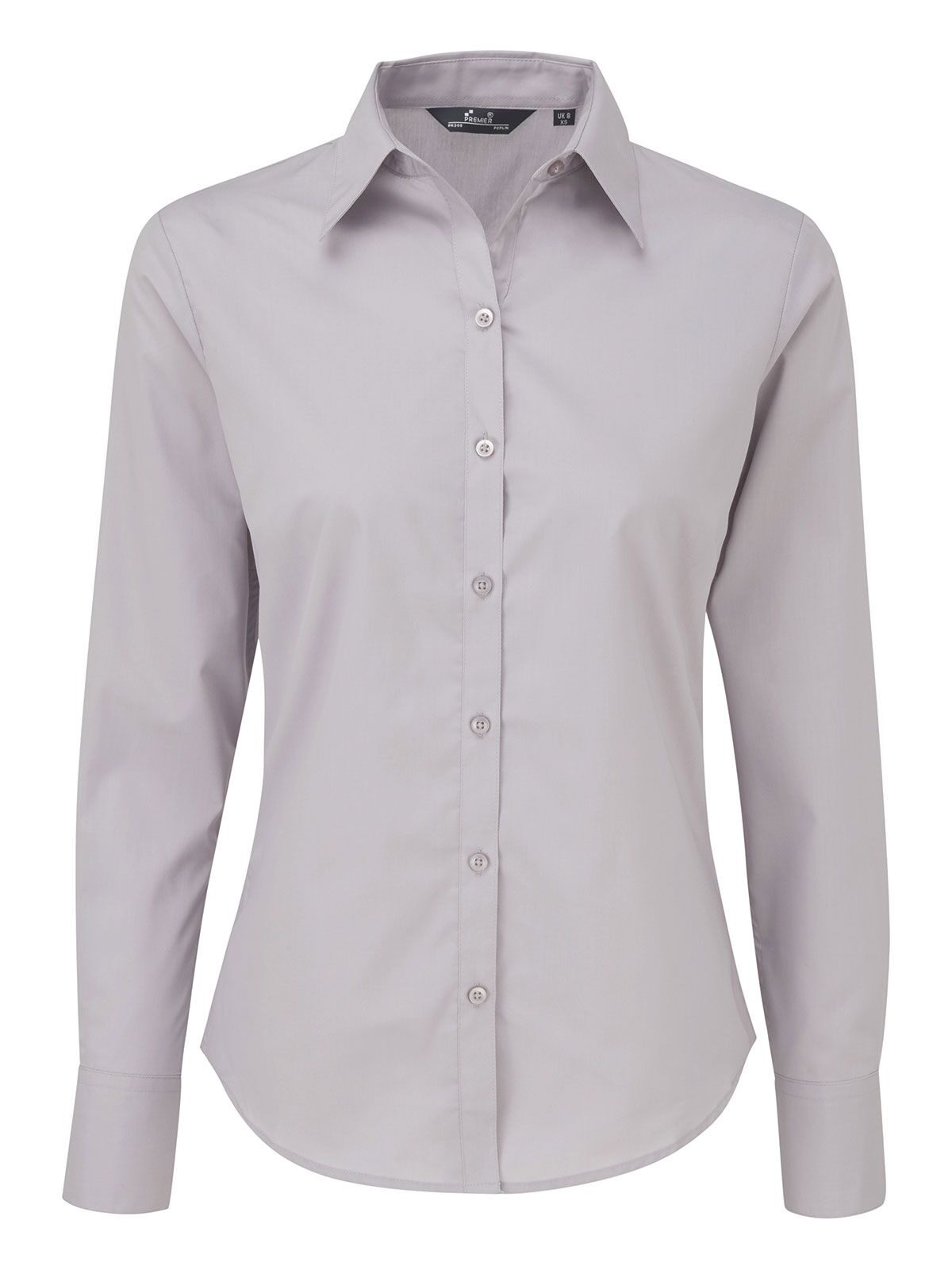 Women´s Poplin Long Sleeve Blouse - SILV - Silver