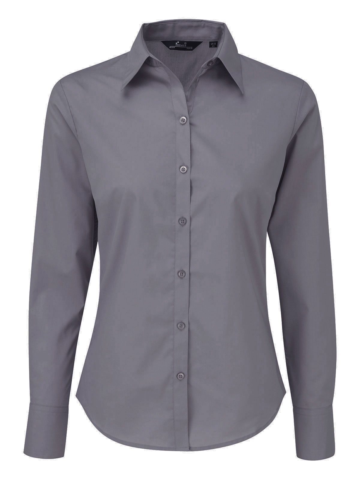 Women´s Poplin Long Sleeve Blouse - STEE - Steel