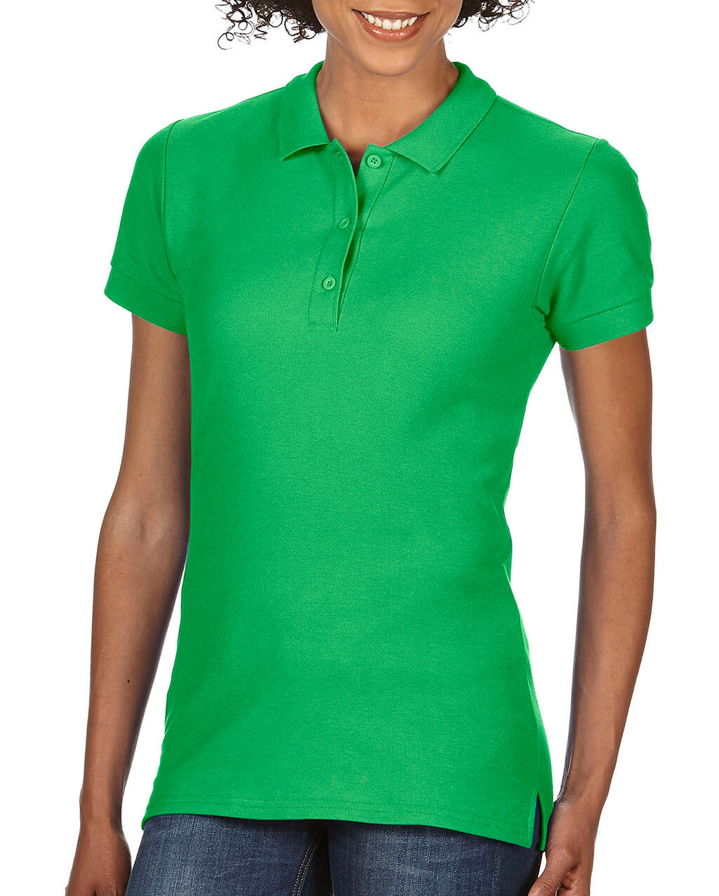 Polo à manches courtes en double piqué de coton premium pour femme - 167 - Vert irlandais