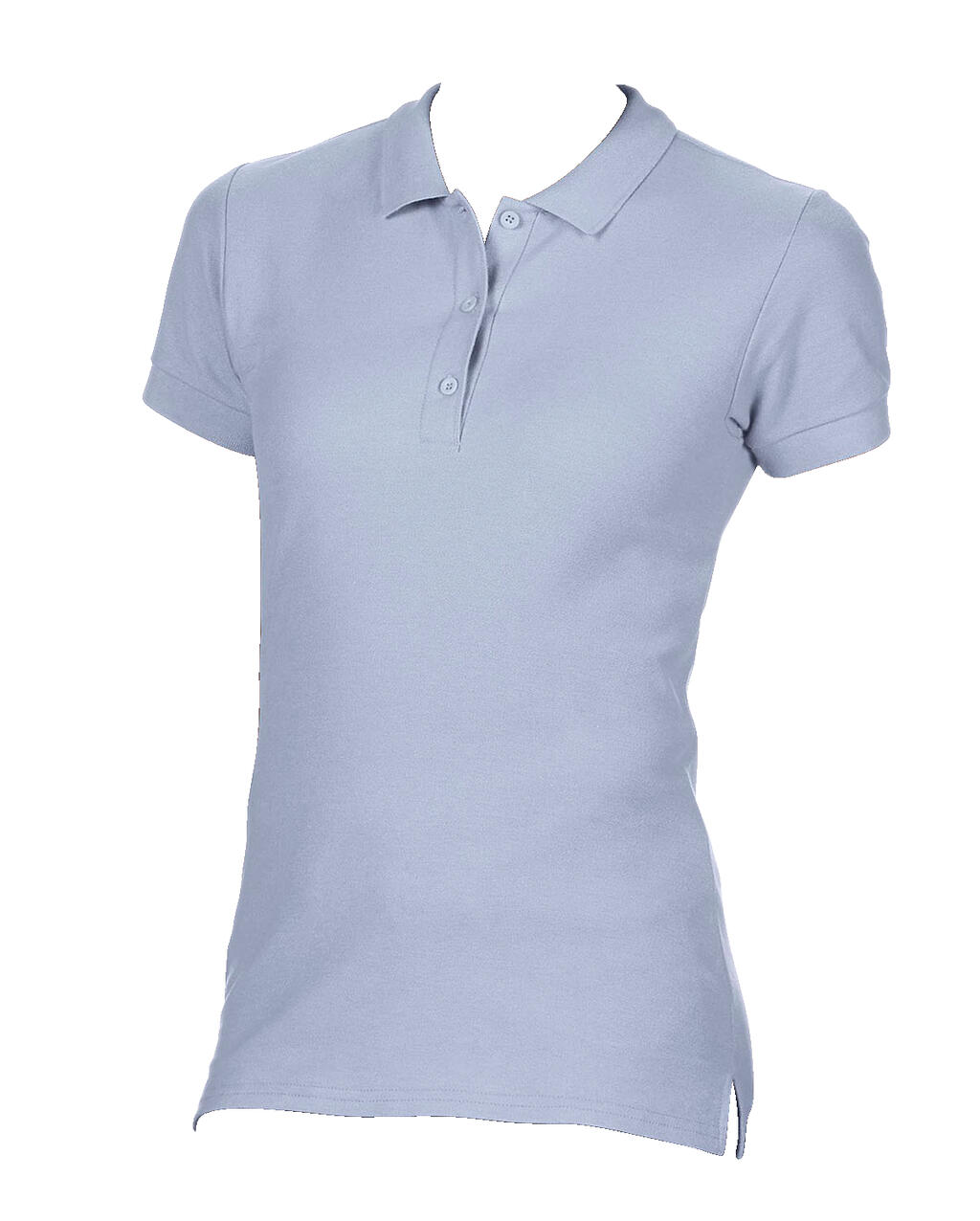 Polo à manches courtes en double piqué de coton premium pour femme - 69 - Bleu clair