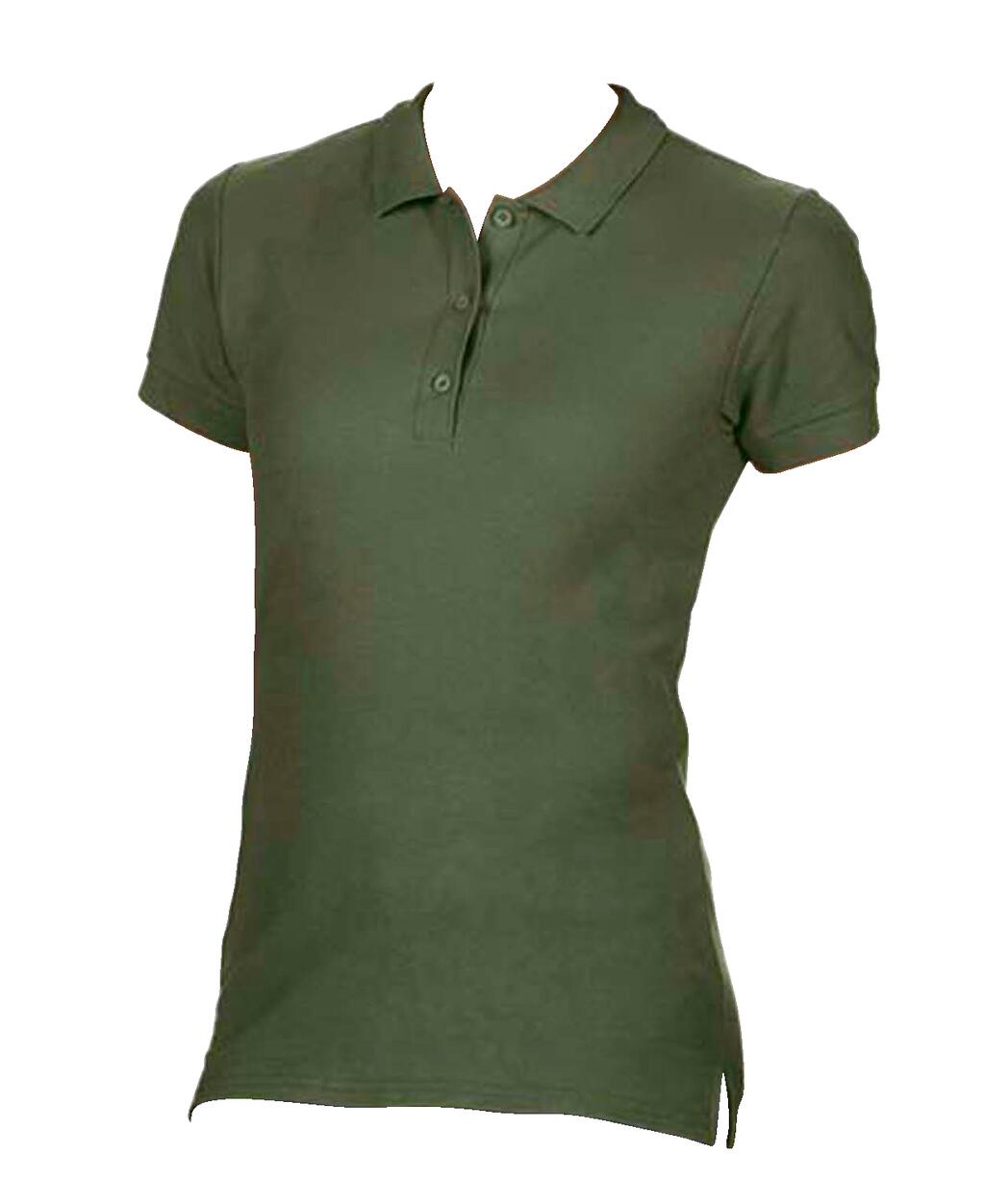 Polo à manches courtes en double piqué de coton premium pour femme - 106 - Vert militaire