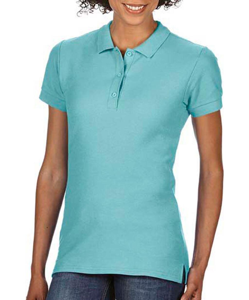Polo à manches courtes en double piqué de coton premium pour femme - 26G - Menthe crayeuse