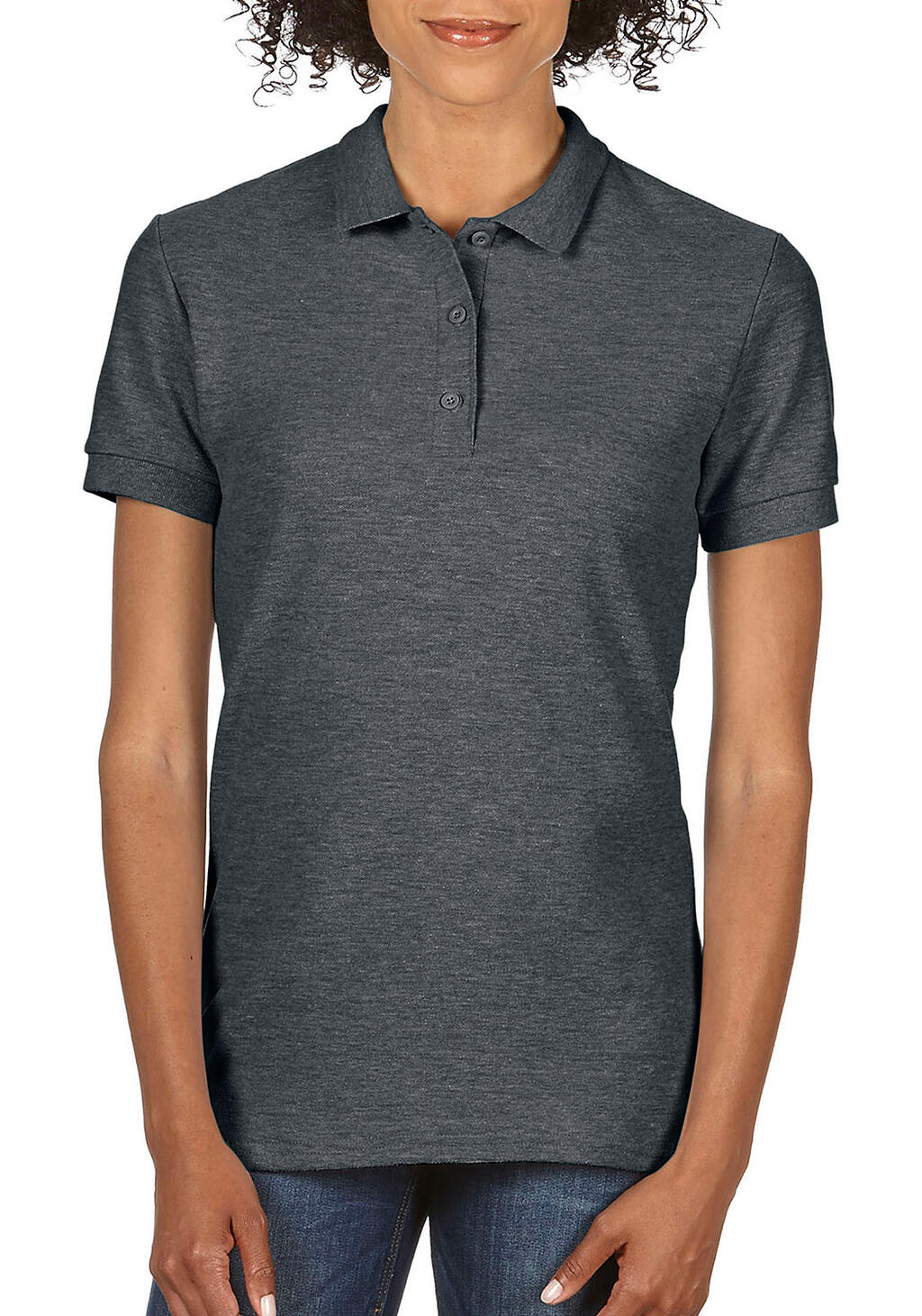 Polo à manches courtes en double piqué de coton premium pour femme - 108 - Bruyère foncée